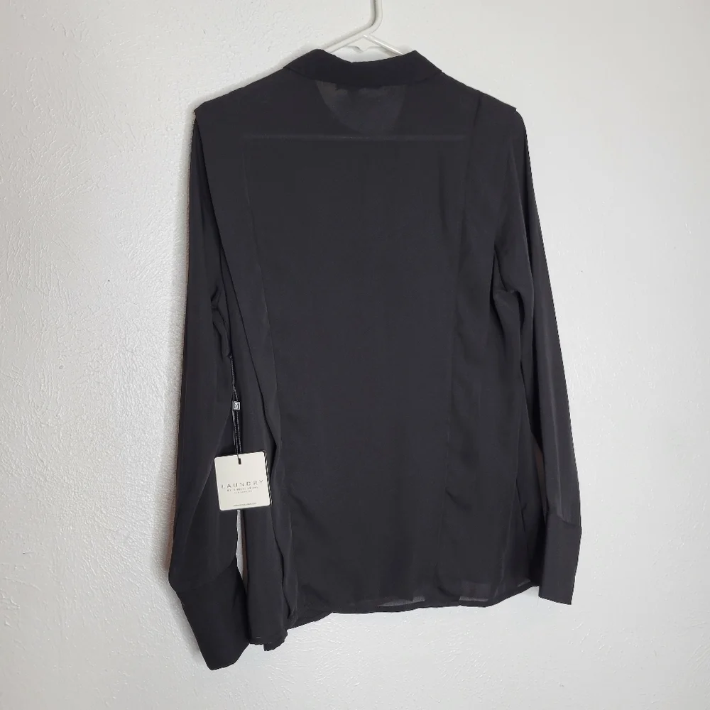 Laundry by Shelli Segal Sheer Black Button-up Shirt Women's Size Small New - Picture 9 of 15